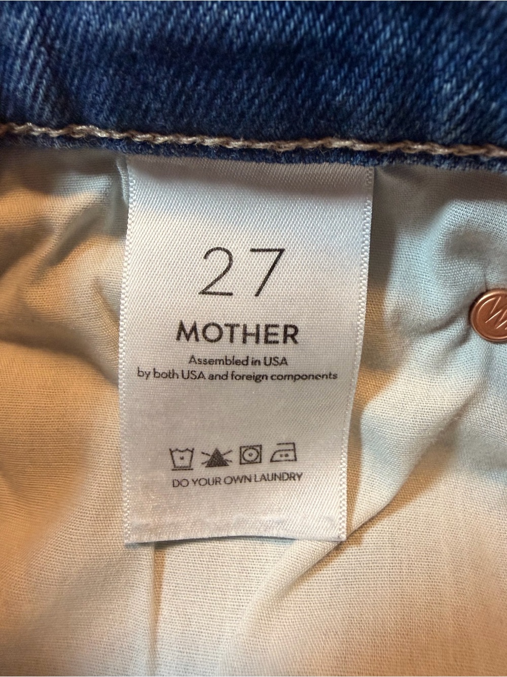 MOTHER The Rascal Ankle Jeans 27 Straight Crop Blue Denim - Picture 3 of 9